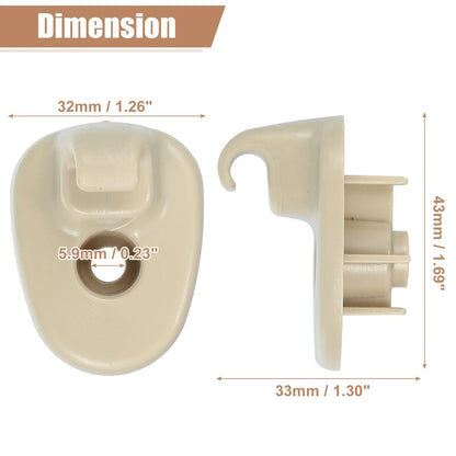 2 x Beige Sun Visor Support Clip for Jeep (No.1AR26BD1AA, 1AR26DW1AA)