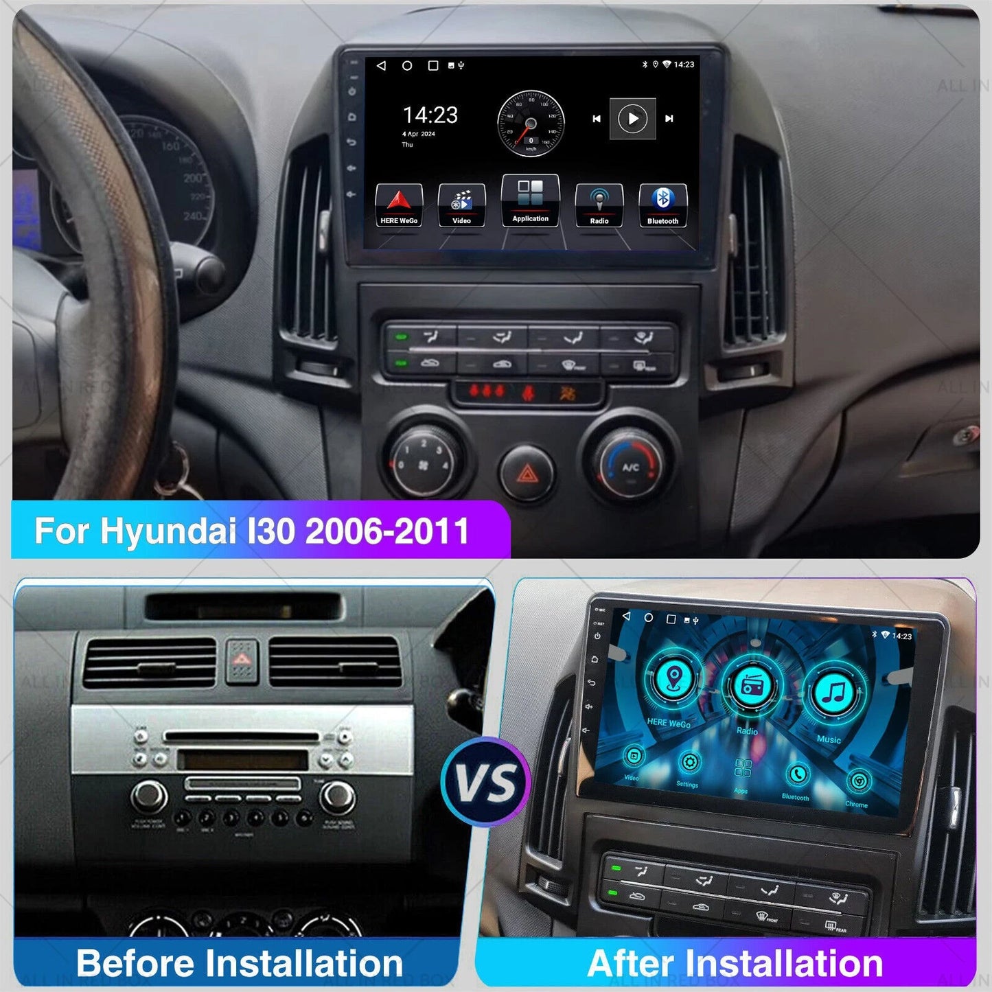 9'' Android 13 Car Radio Stereo GPS for Hyundai i30 (2006-2011)