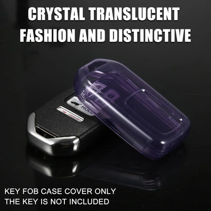 Key Fob Remote Control Cover TPU Shell for Honda (Translucent Purple)