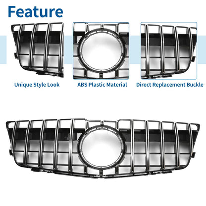 Front Upper Bumper Grille for Mercedes-Benz GLK280 (2009) Chrome Silver Tone