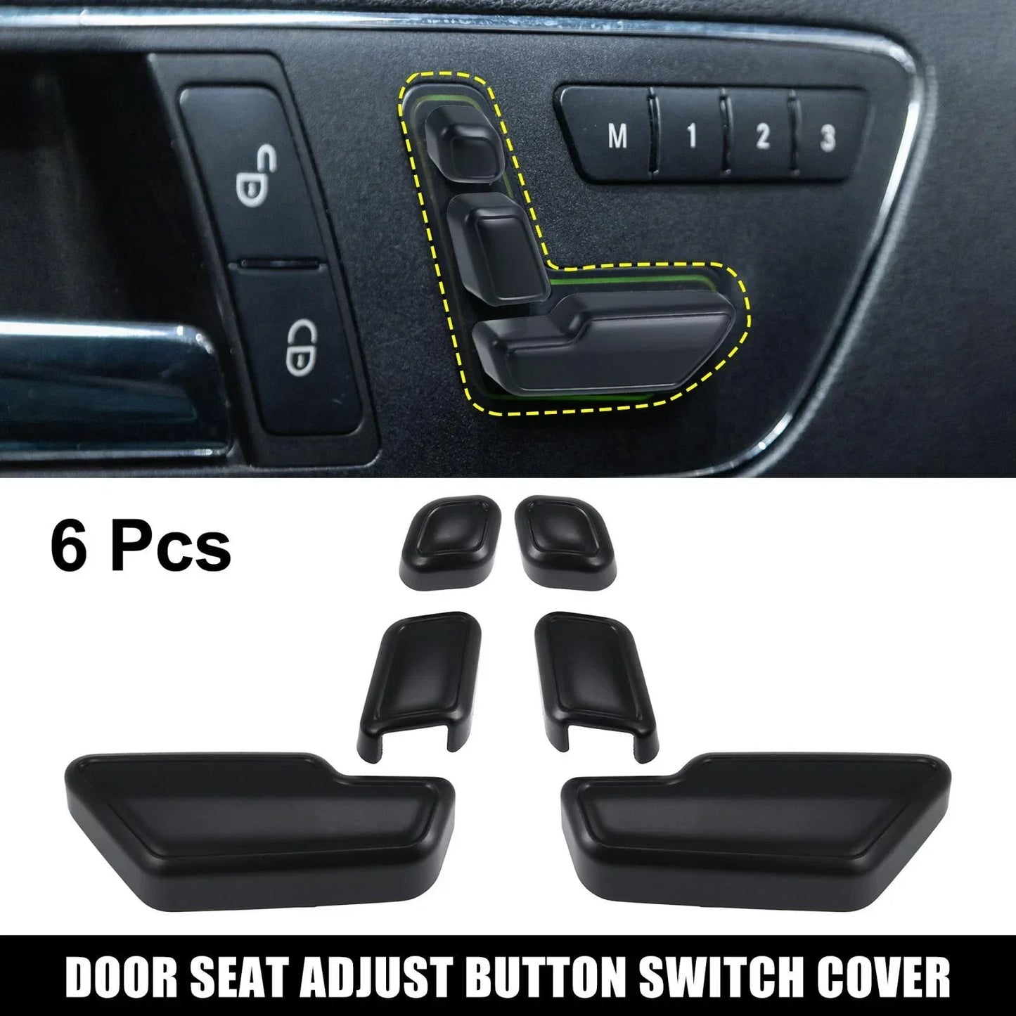 6 x Black Door Seat Adjust Button Switch Covers for Mercedes Benz B180 B250