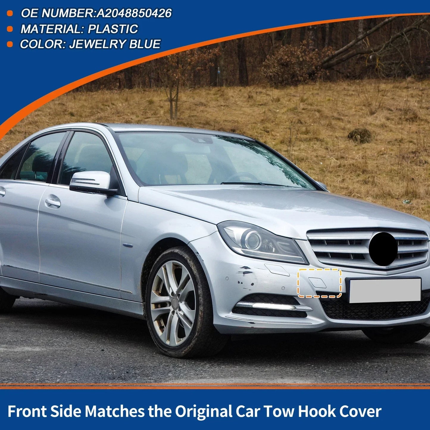 Front Car Bumper Tow Hook Cover for Mercedes-Benz (2012-2015) - Jewelry Blue