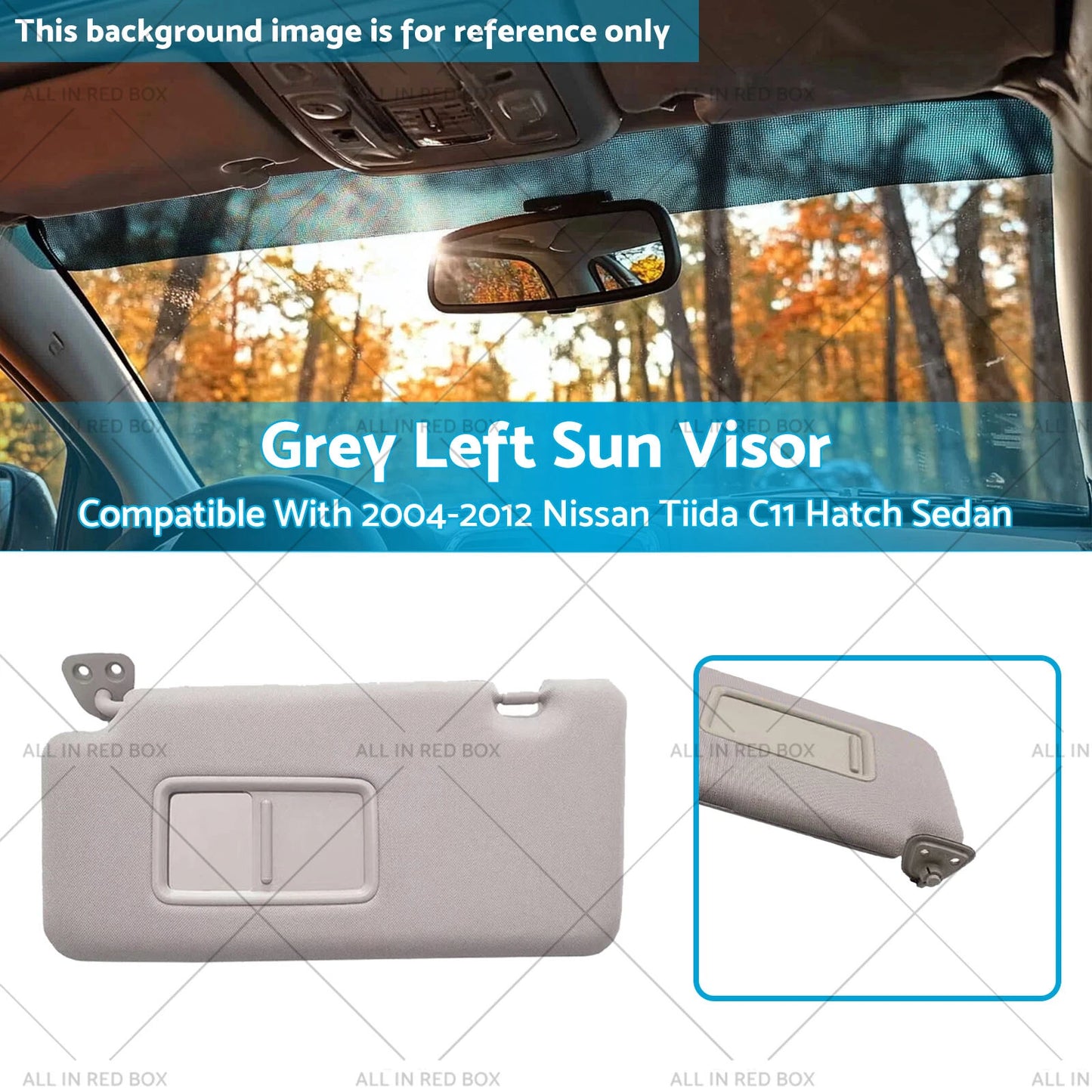 Grey Left Sun Visor for Nissan Tiida C11 Hatch (2004-2012)