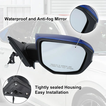 3 Pin Right Side Exterior Door Mirror Assembly Blue for Honda Civic (2016-2021)
