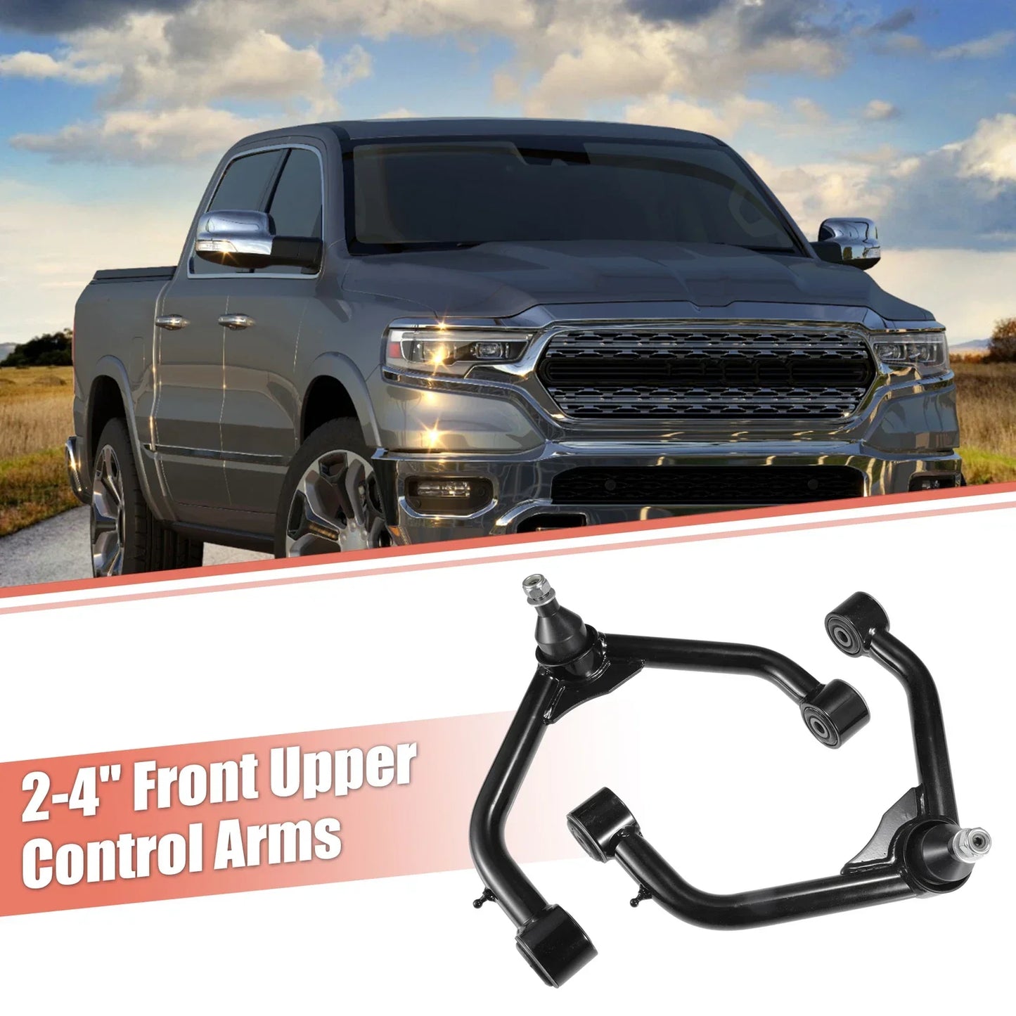 2 x 4" Front Upper Control Arms for Dodge Ram 1500 (2006-2023) Black