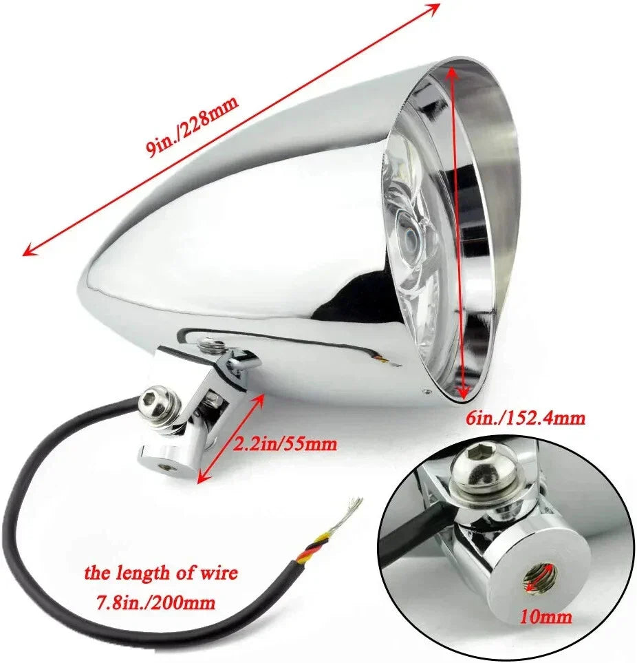 5.75" Chrome LED Bullet Headlight Lamp for Harley Touring