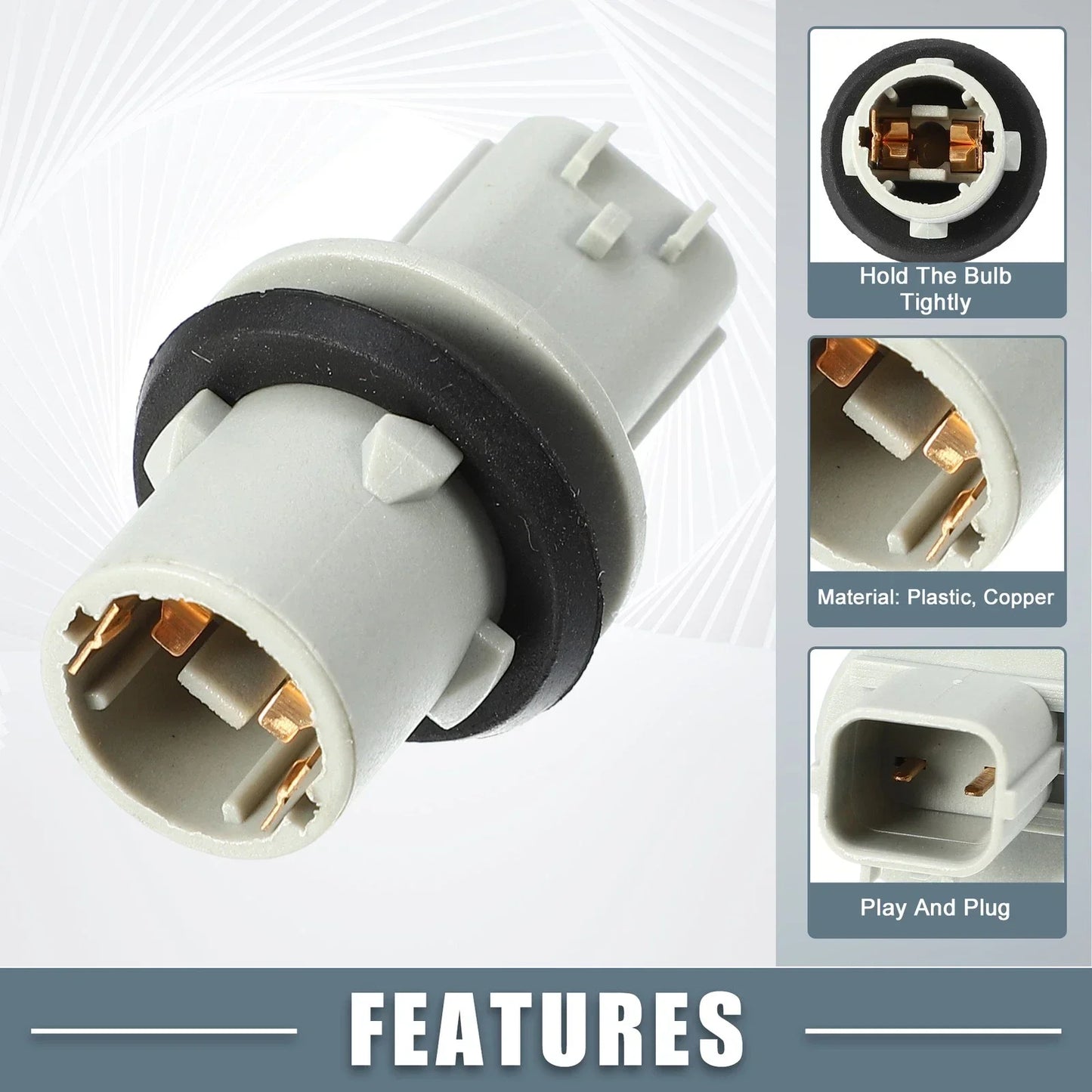 Light Bulb Socket for Honda CRV 2015-2016 (2 x Turn Signal Lamps) Gray