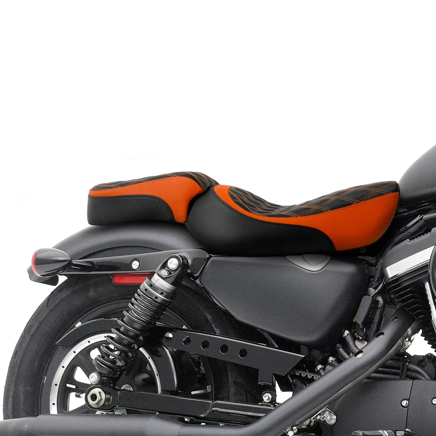 Rider & Passenger Seats for Harley Iron 883 XL883N (2016-2022) Black/Orange
