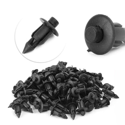 6mm Plastic Push Rivets Fastener Pin Clips for ATV - 100 Pcs