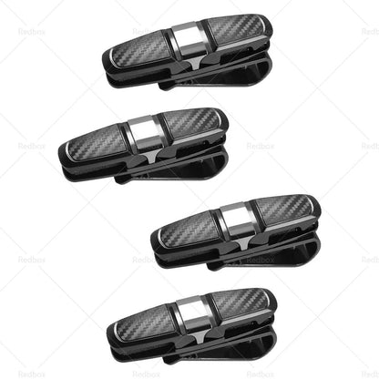 4PCS Car Sunglasses Holder Clip for Visor - Luxury Sun Ticket Card Hold