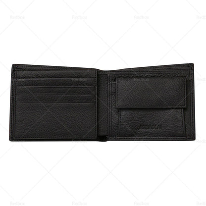 Leather Wallet for Black/Brown Mens Cowhide Coin Purse with Card Slots