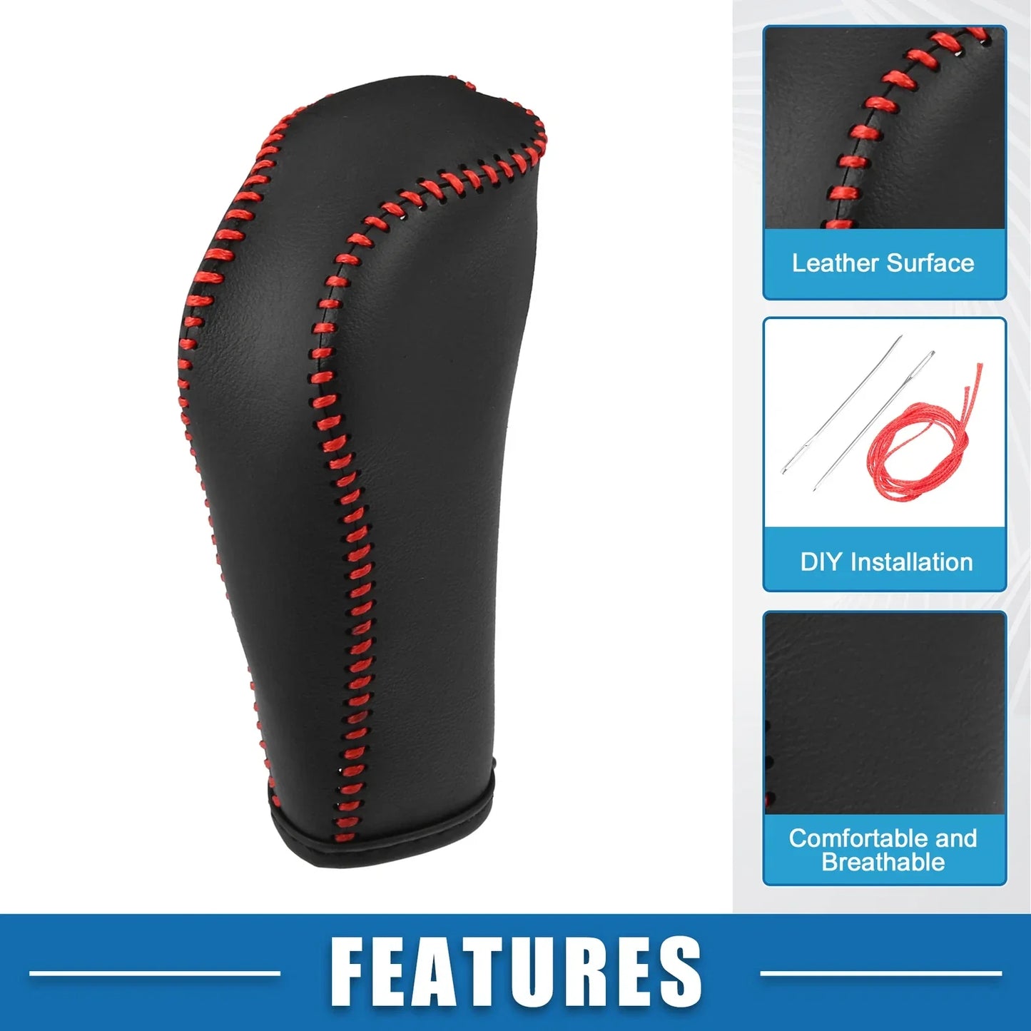 Gear Shift Lever Cover for Honda Fit (2014-2018) - Interior with Red Stitches