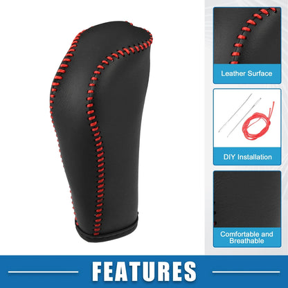 Gear Shift Lever Cover for Honda Fit (2014-2018) - Interior with Red Stitches