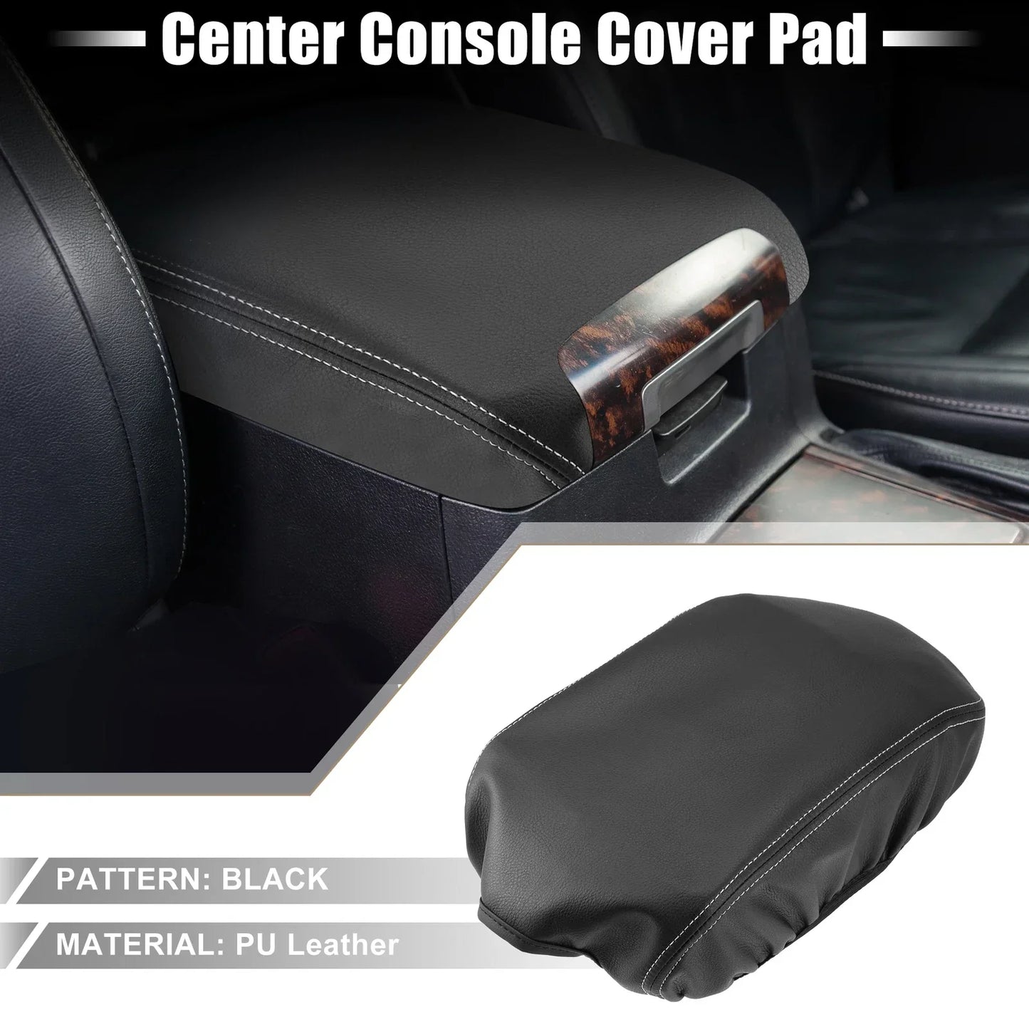 Car Center Console Armrest Cover for Dodge Charger (2011-2023) Black Gray