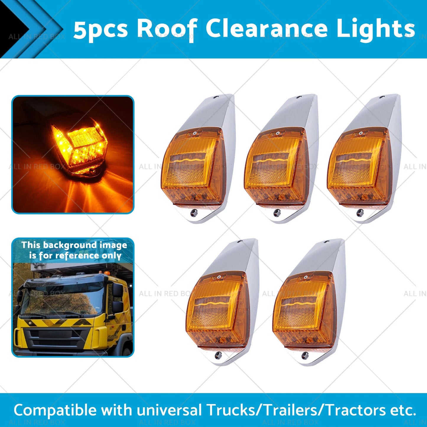 5x Clear Amber Roof Lights 12V 17 LED for Truck