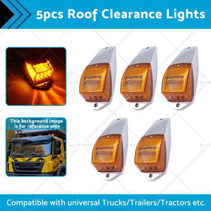 5x Clear Amber Roof Lights 12V 17 LED for Truck
