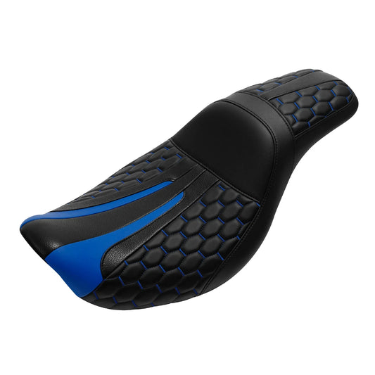 Black & Blue Driver & Passenger Seat for Harley Dyna Low Rider (2006-2017)