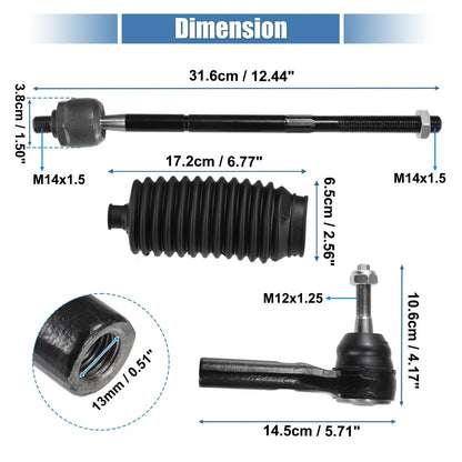 6 Pcs Tie Rod End Links Suspension for Dodge Caravan (2008-2020)