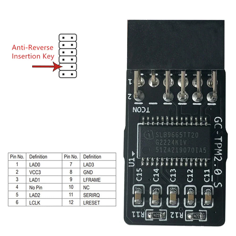 2.0 TPM Module for GIGABYTE GC-TPM2.0_S (12 Pin)