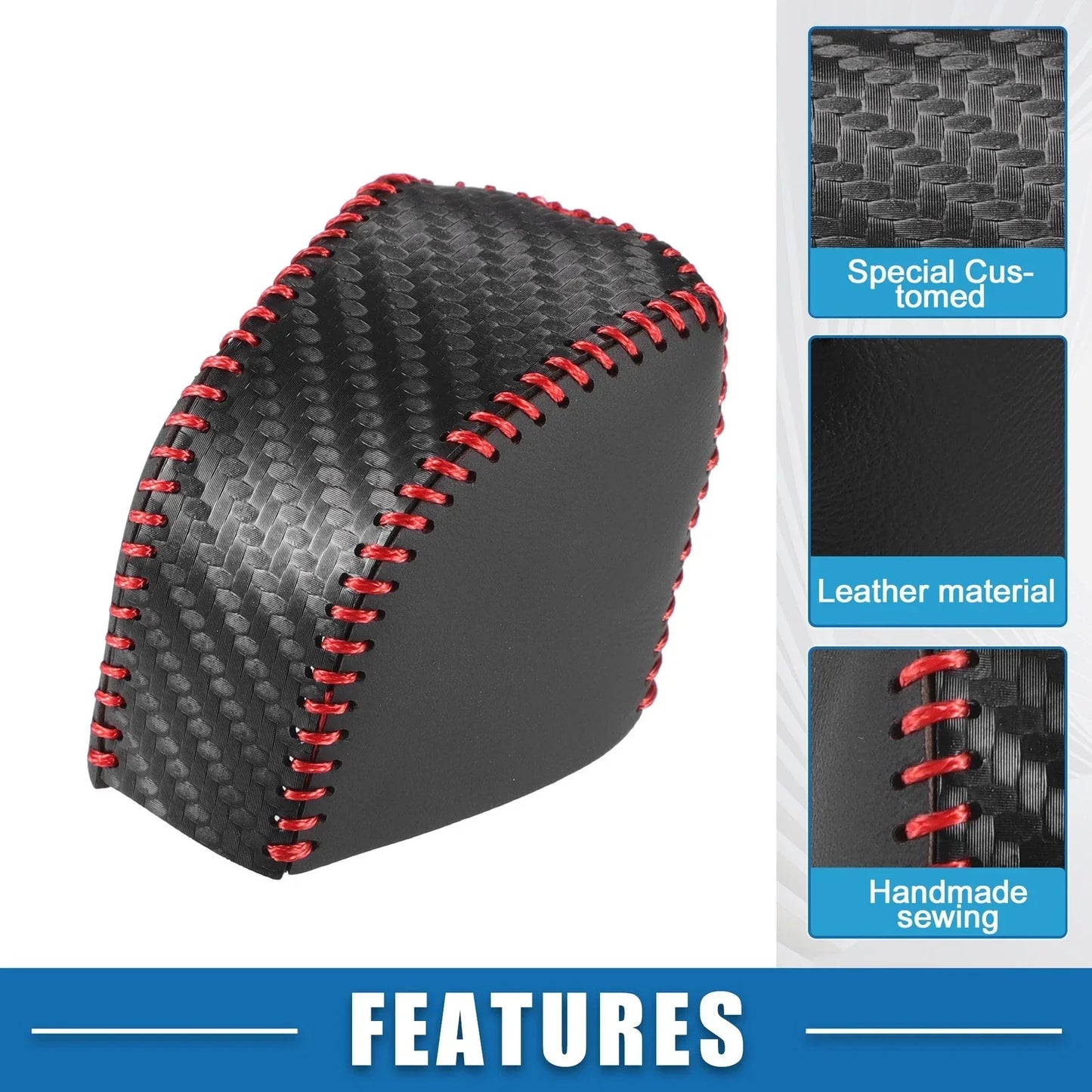 Auto Gear Shifting Knob Cover for Lexus NX250 2022-2023 Black Red Stitching