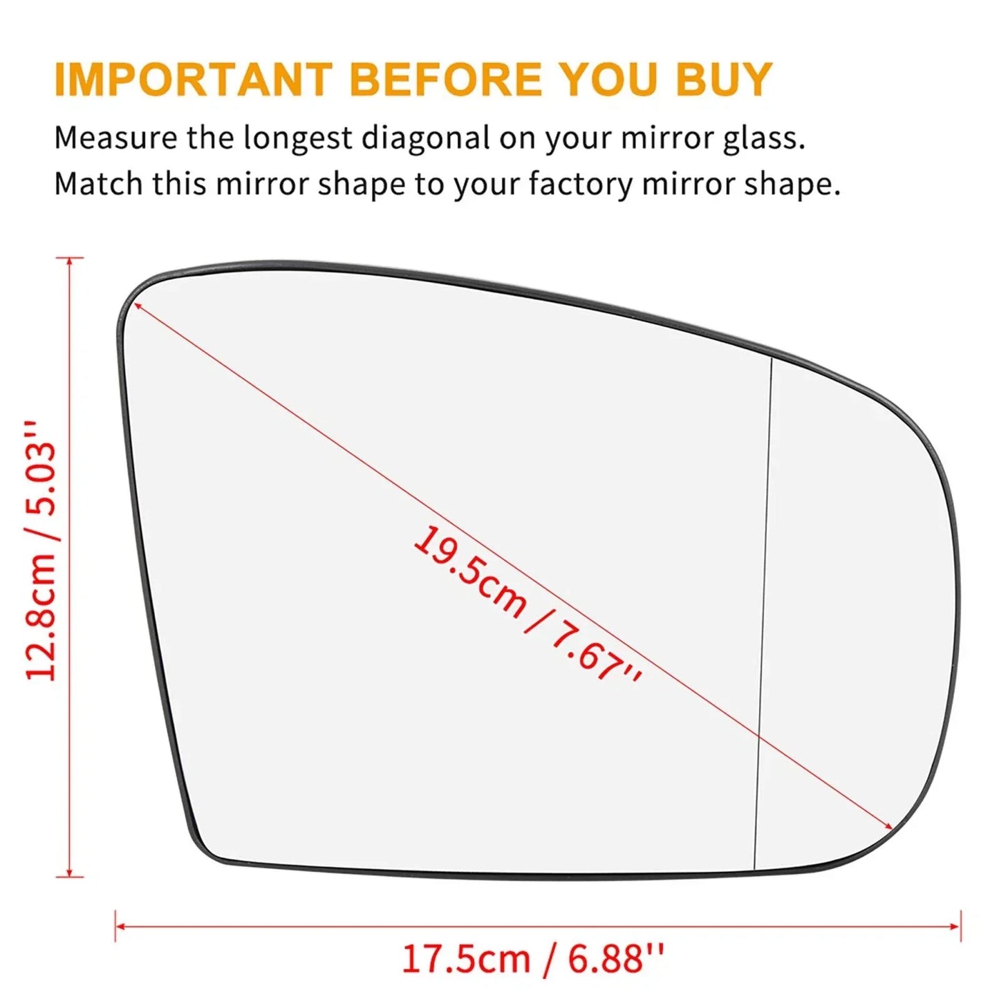 Heated Mirror Glass w/ Backing Right Passenger Side for Mercedes ML320 GL320