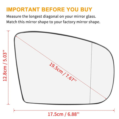 Heated Mirror Glass w/ Backing Right Passenger Side for Mercedes ML320 GL320