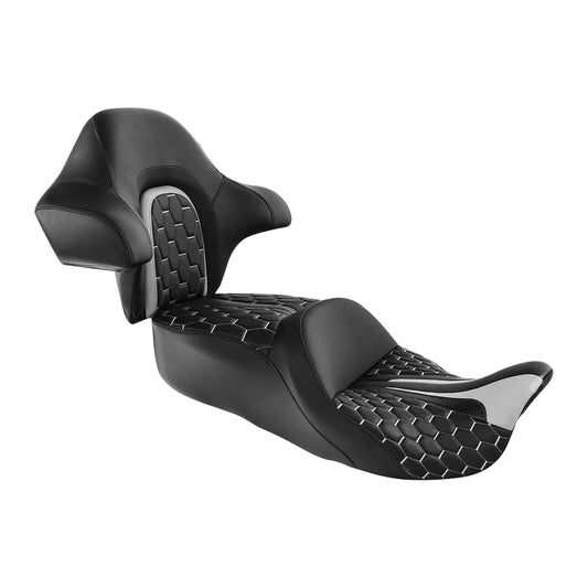 Backrest Black Grey Seat for Harley Touring (2014 - 2023)