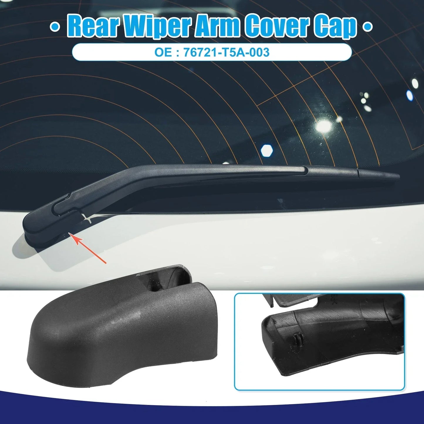 Rear Windshield Wiper Arm Cover for Honda Fit (2015-2020) - Black Cap
