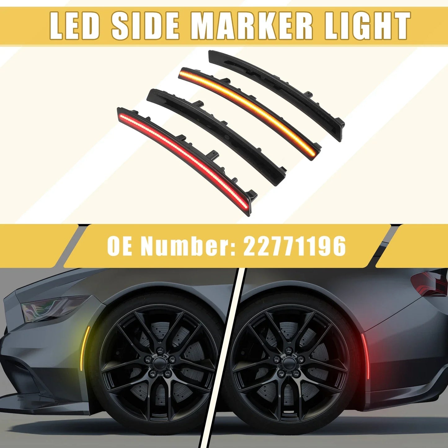 LED Side Marker Lights 2 x Amber Red for Chevrolet