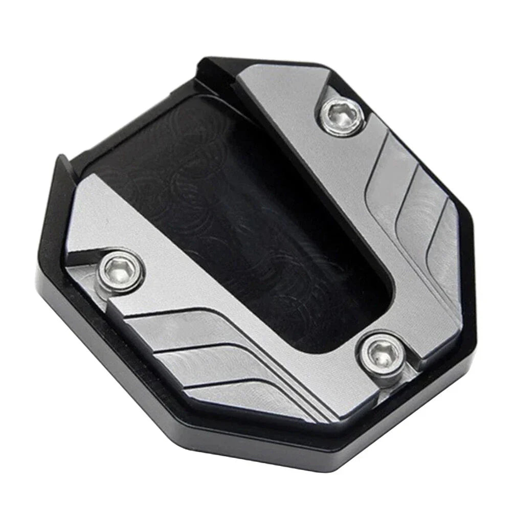Kickstand Extender Foot Side Stand Pad for Motorcycle - Silver