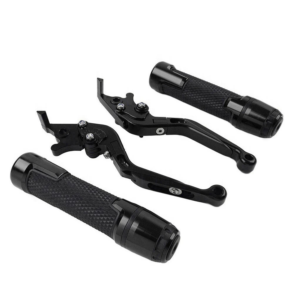 Black Extendable Brake Clutch Levers Grips Set for Suzuki GSXS125 (2017-2023)