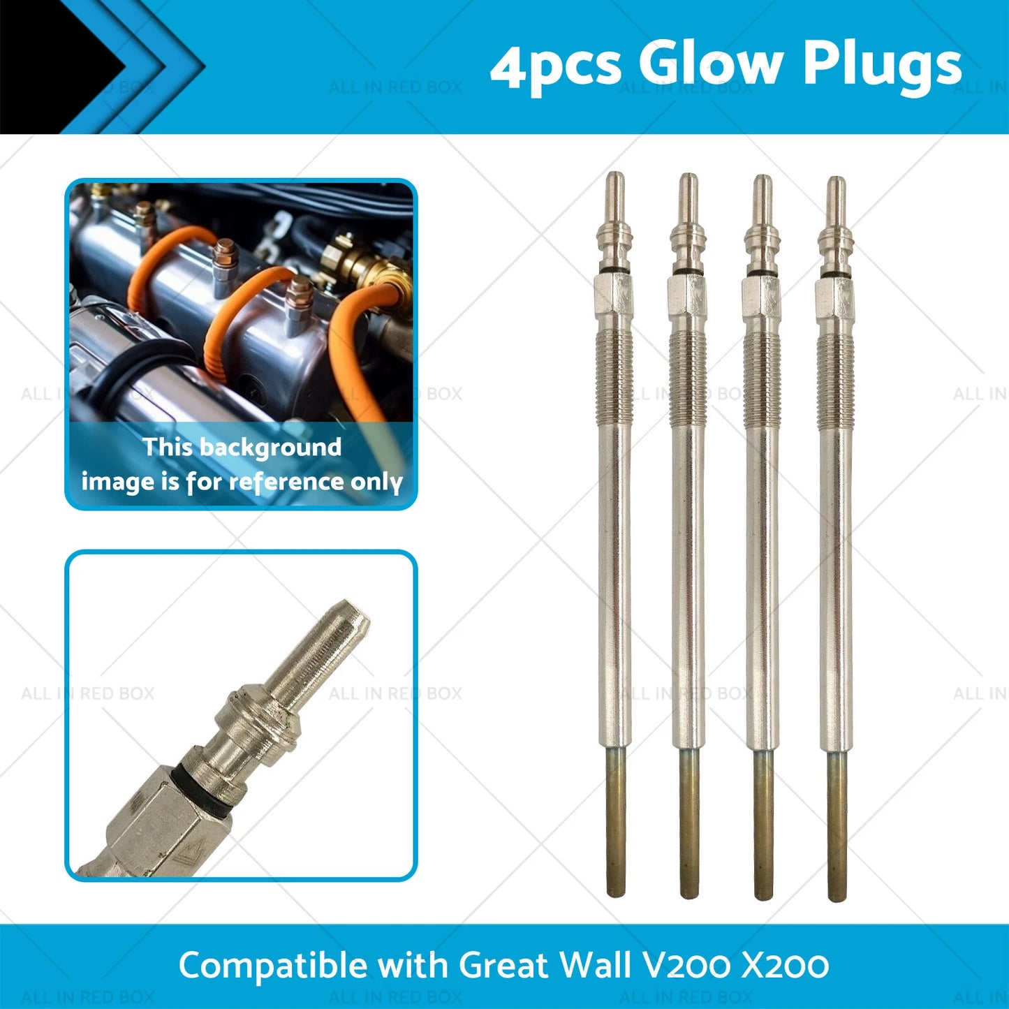 4 x Glow Plugs for Great Wall V200 X200 STEED GW4D20 2.0L Diesel Engine