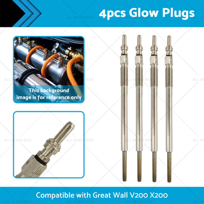 4 x Glow Plugs for Great Wall V200 X200 STEED GW4D20 2.0L Diesel Engine