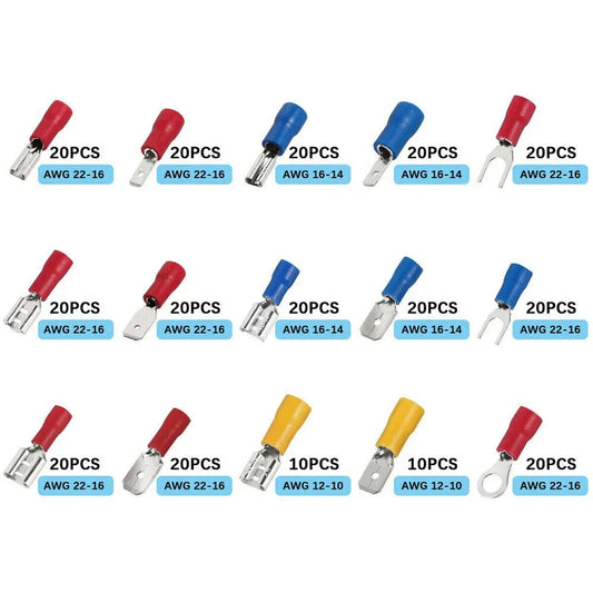 280 x Crimp Terminals Assorted Copper PVC Tinplate