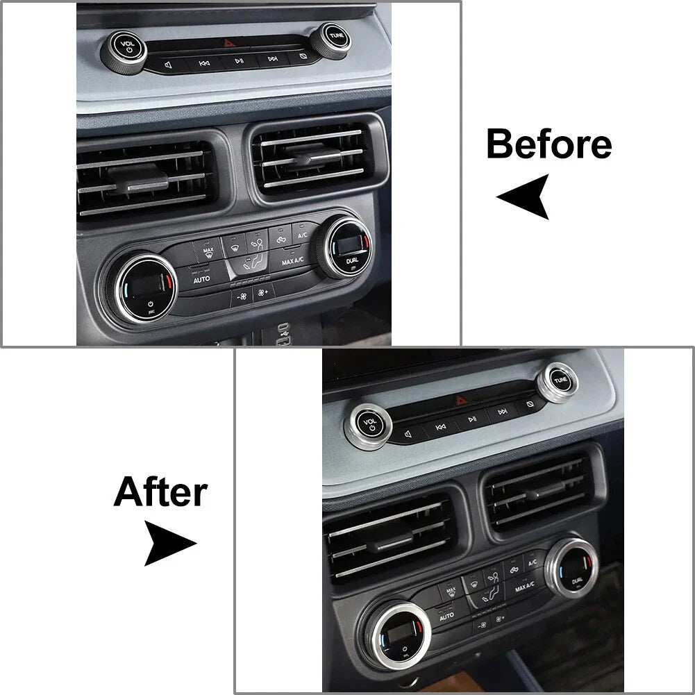AC Headlight Switch Knob Ring for Ford Maverick (2022-2023) Silver