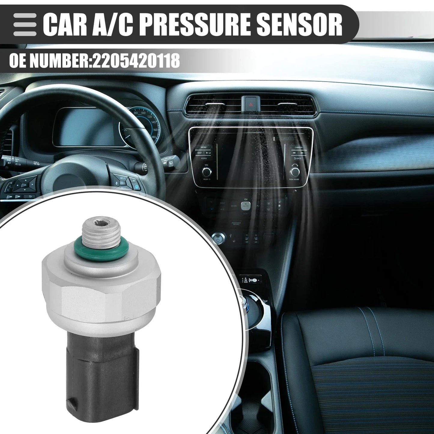 A/C Pressure Transducer Valve for Mercedes-Benz C300 (2008-2020) Metal Black