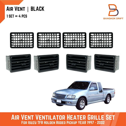 4 x Air Conditioner Vent Louvers Set Black for Holden Rodeo Pickup (97-02)