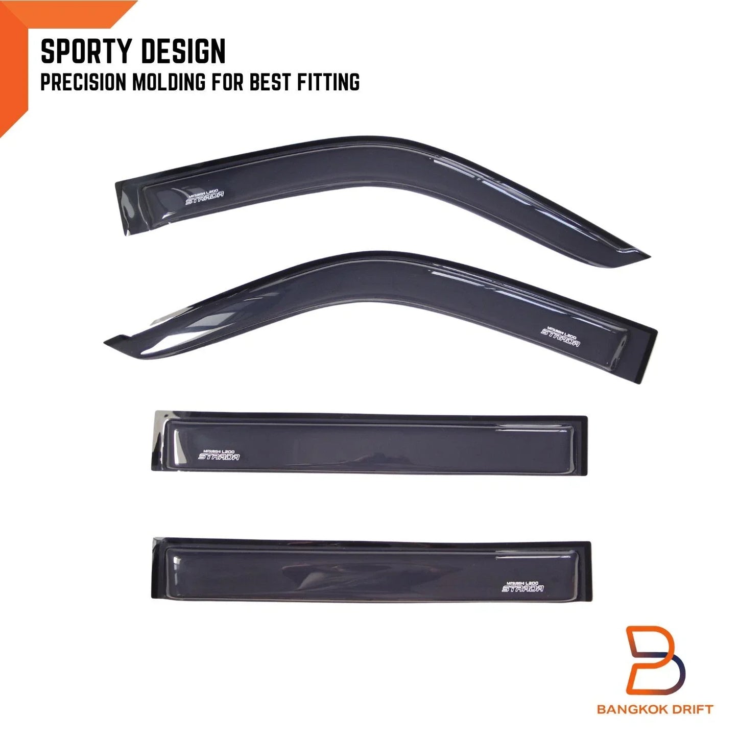 Slim Door Visors for Mitsubishi Triton MK 4-Door Ute (1996-2006)