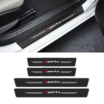 4Pcs Carbon Fiber Car Door Step Sill Scuff Protector Cover for Universal Models