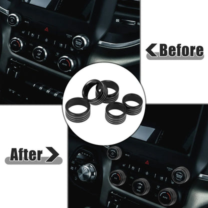 5 x Black AC Radio Switch Knob Covers for Dodge Ram 1500 (2018-2020)