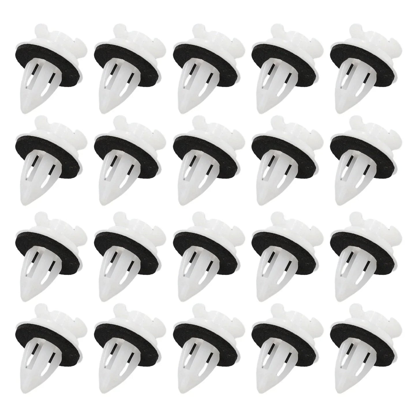 Car Clips / 20 Pcs / White Plastic Retainer With Washers