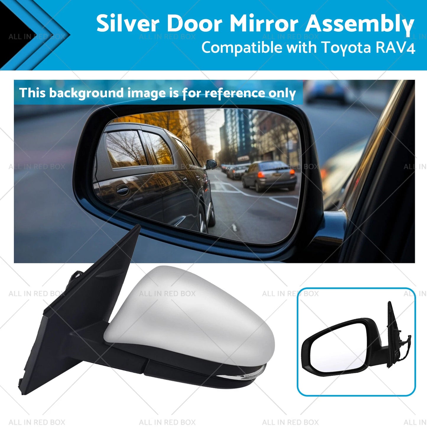Silver Door Mirror for Toyota RAV4 (2013-2018) Left Side 5-Wire