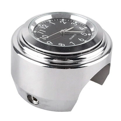 Chrome Black Dial Handlebar Glow-Watch Clock for Bike (Fits Most Bikes)