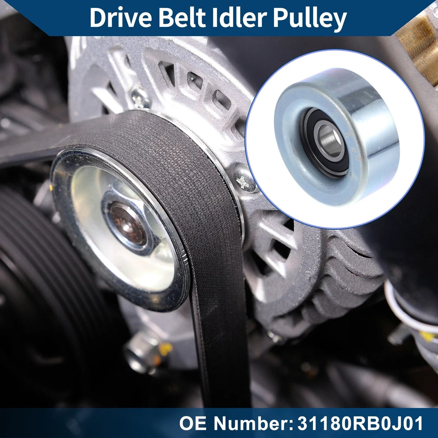 Drive Belt Idler Pulley for Honda Jazz 50 (2001-2004) - 1 x Quality Replacement