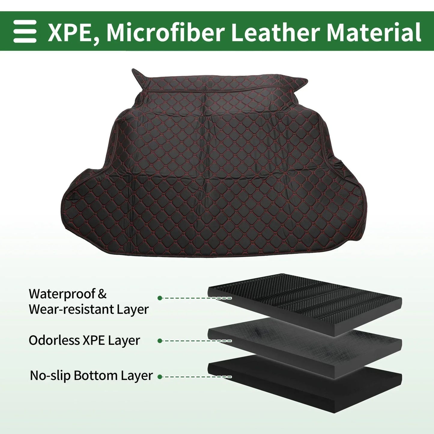 Heightened Edge Cargo Liner Rear Trunk Mat for Honda CR-V (2002-2006) Black XPE
