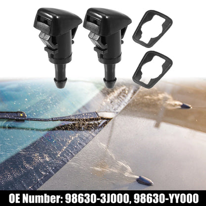 2 x Front Windshield Wiper Washer Nozzles for Hyundai Santa Fe (2013-2018)