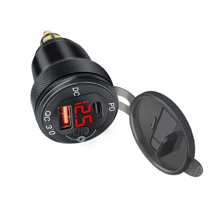 Type-C Dual USB Charger Hella DIN Socket with Voltmeter for BMW Motorrad