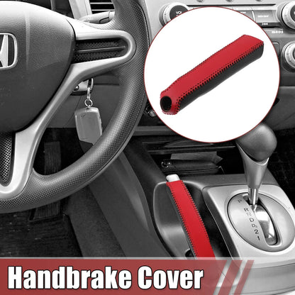 Faux Leather Handbrake Cover for Honda Civic 2006-2011 Black Red