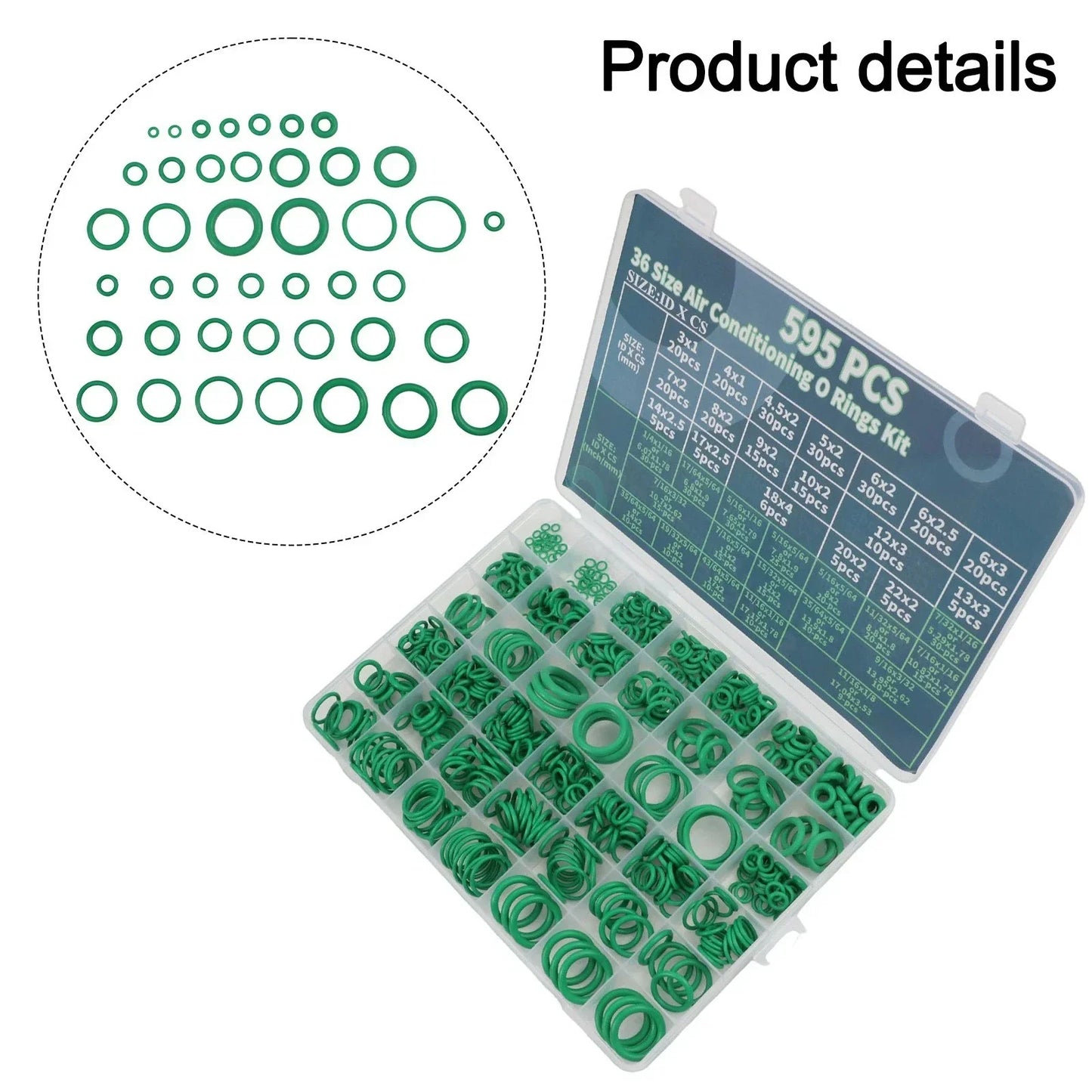 O-Ring 595pcs, 36 Sizes for Car Repair Needs
