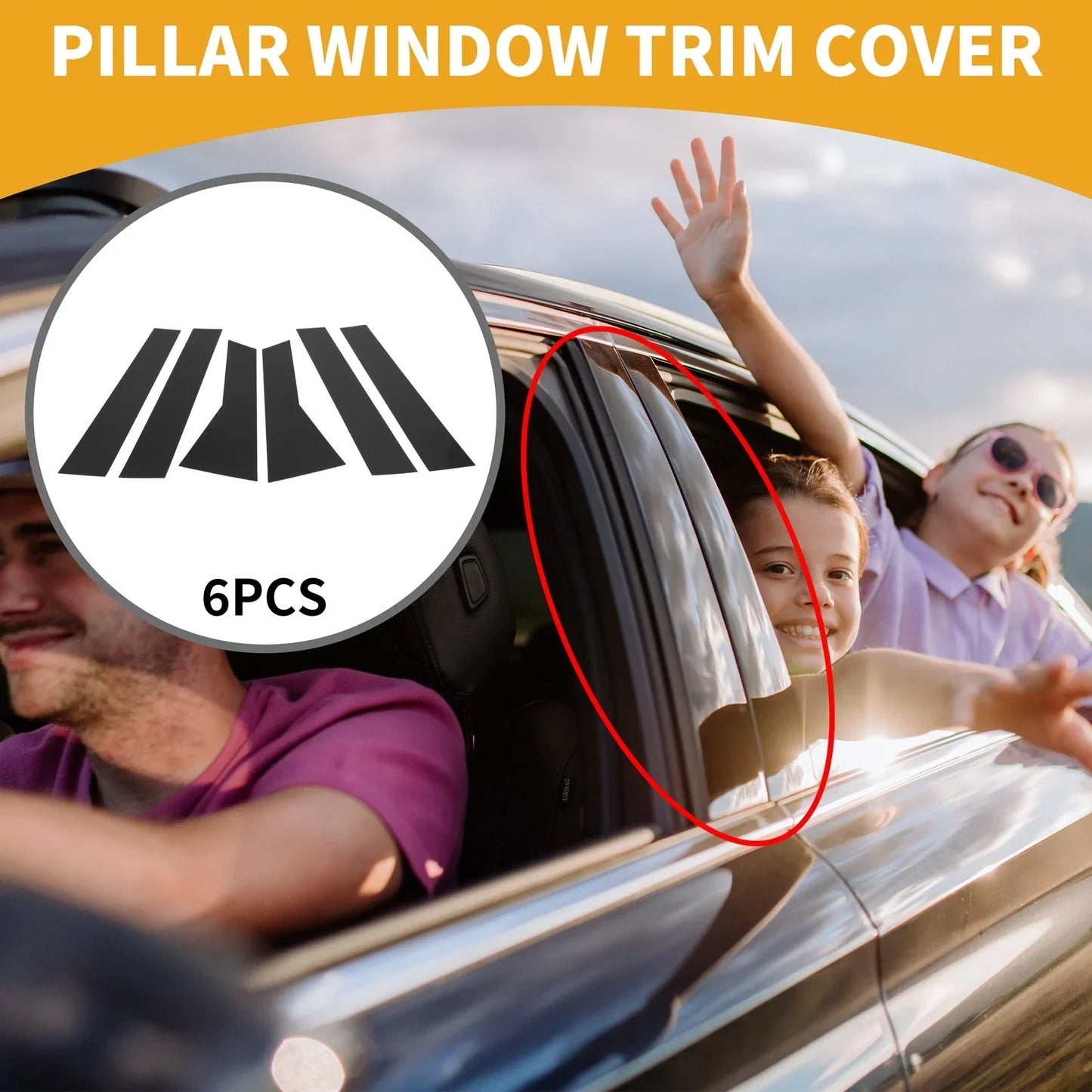 6 x Car Pillar Window Trim Covers for Honda CR-V (2012-2016) Black